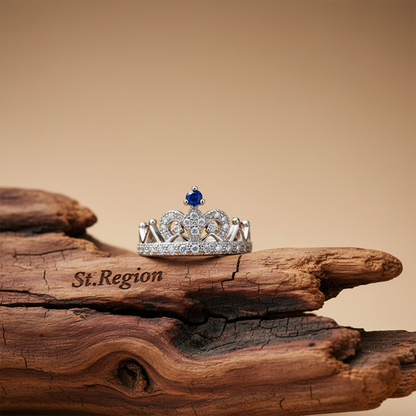 Navy Cubic Zirconia & Silvertone Crown Band