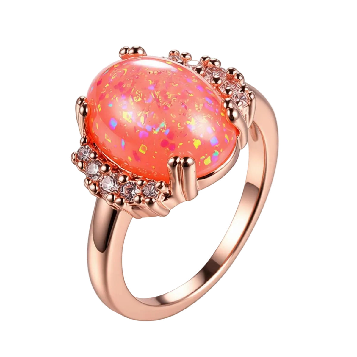 Orange Resin & Cubic Zirconia Oval-Cut Ring