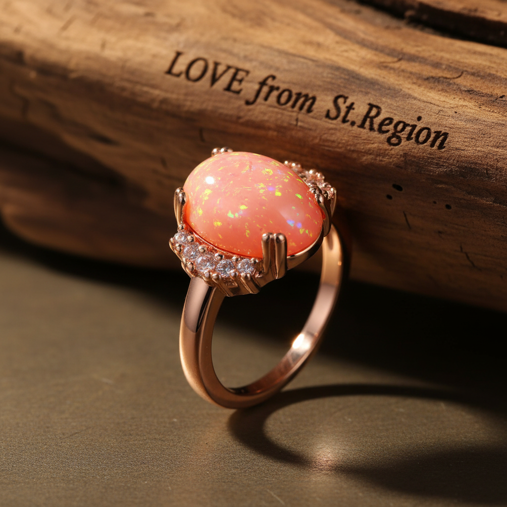 Orange Resin & Cubic Zirconia Oval-Cut Ring