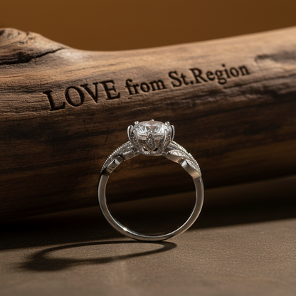 Crystal & Silvertone Prong-Set Floral Cocktail Ring