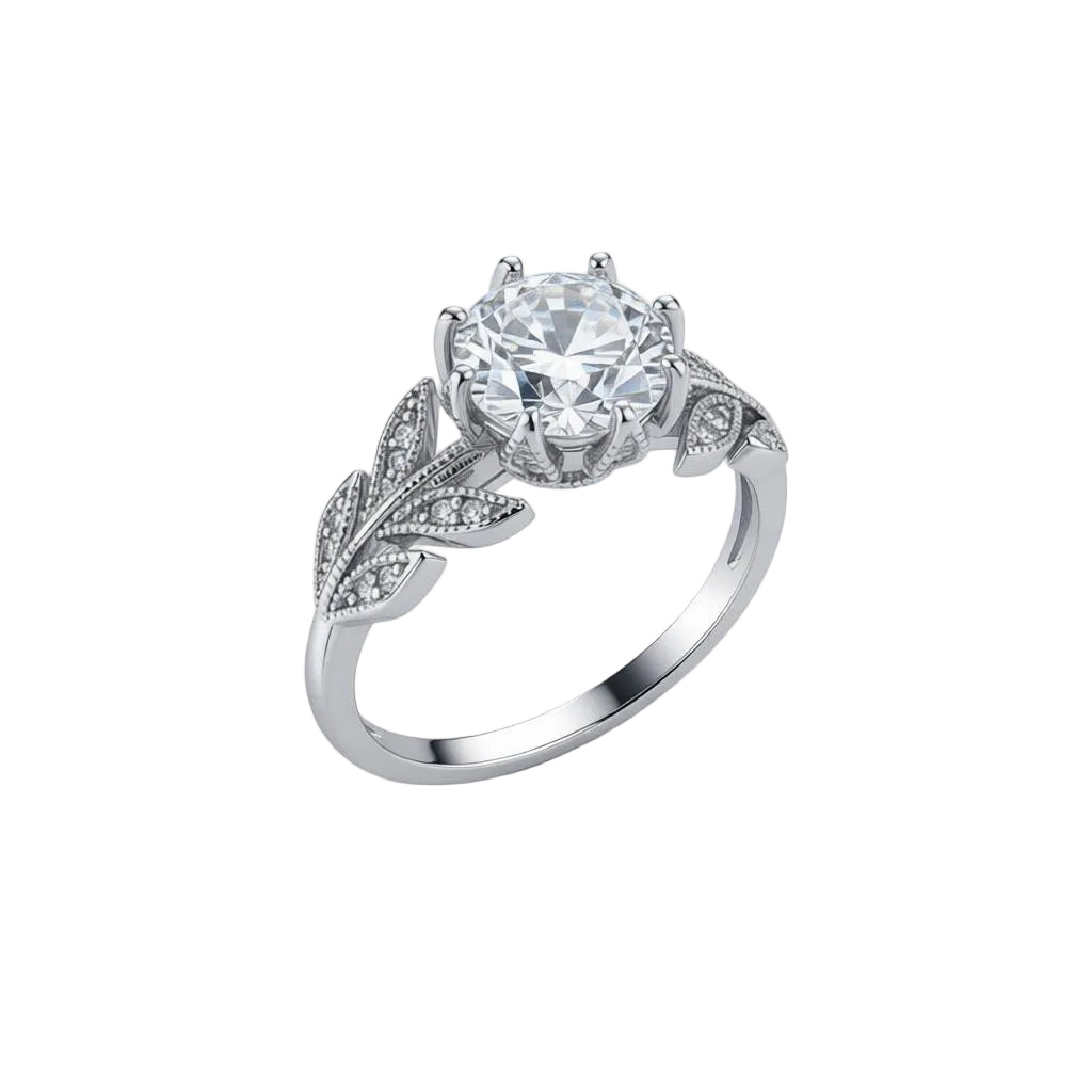 Crystal & Silvertone Prong-Set Floral Cocktail Ring