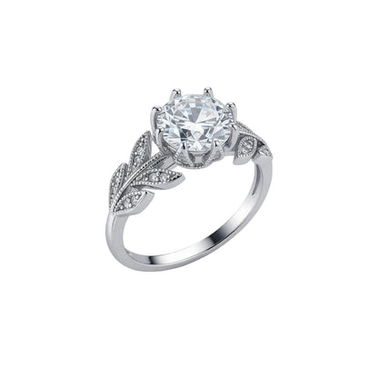 Crystal & Silvertone Prong-Set Floral Cocktail Ring