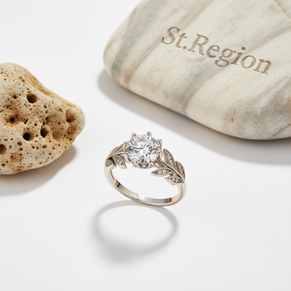Crystal & Silvertone Prong-Set Floral Cocktail Ring