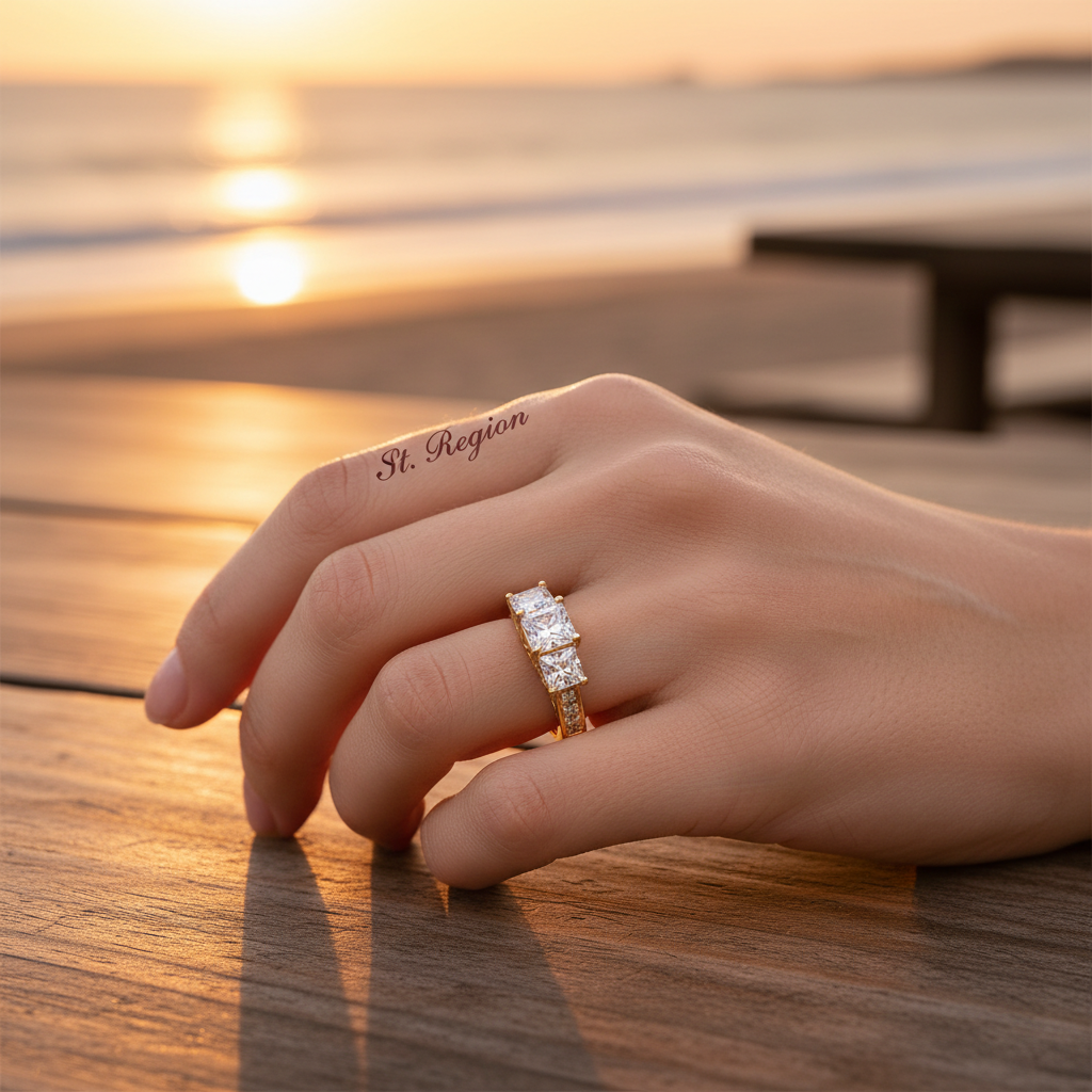 Crystal & Cubic Zirconia Princess-Cut Band Ring