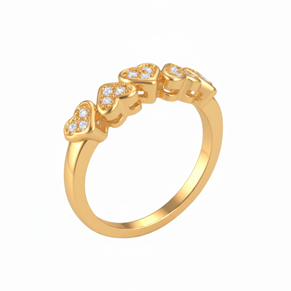 Cubic Zirconia & Goldtone Heart Band Ring