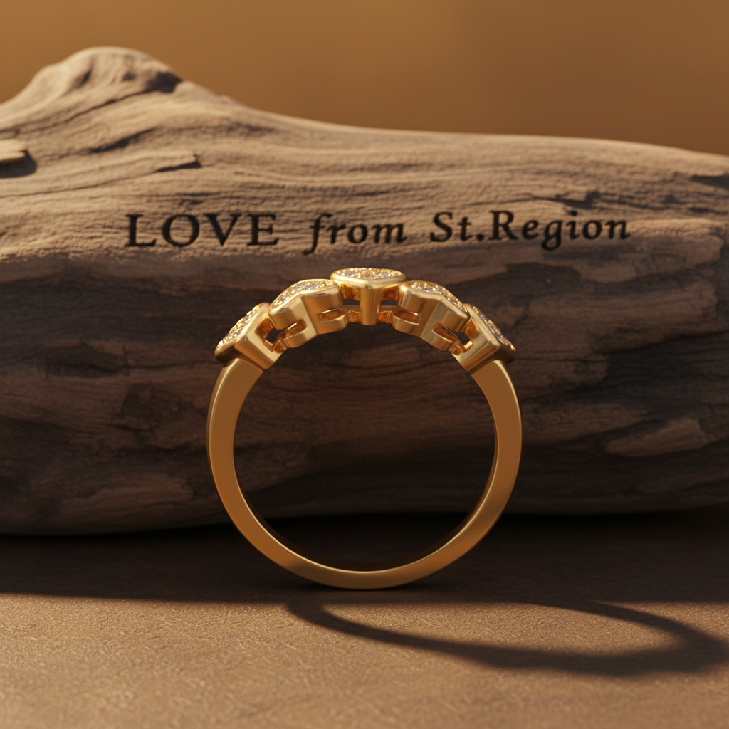 Cubic Zirconia & Goldtone Heart Band Ring