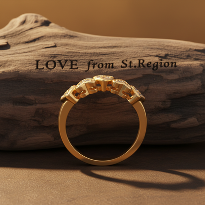 Cubic Zirconia & Goldtone Heart Band Ring