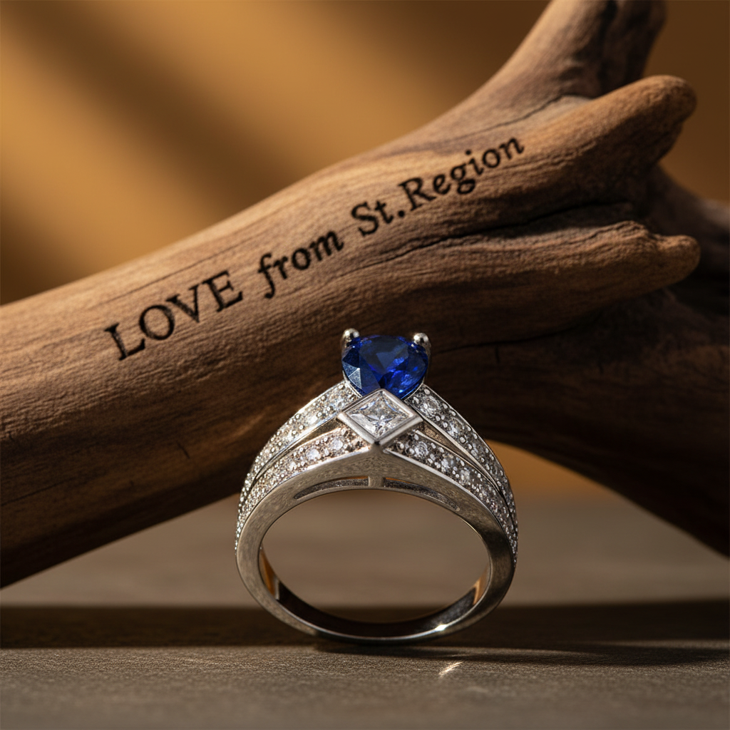 Cubic Zirconia & Navy Crystal Pear Ring