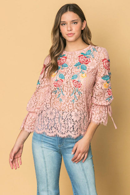 Embroidered Lace Top