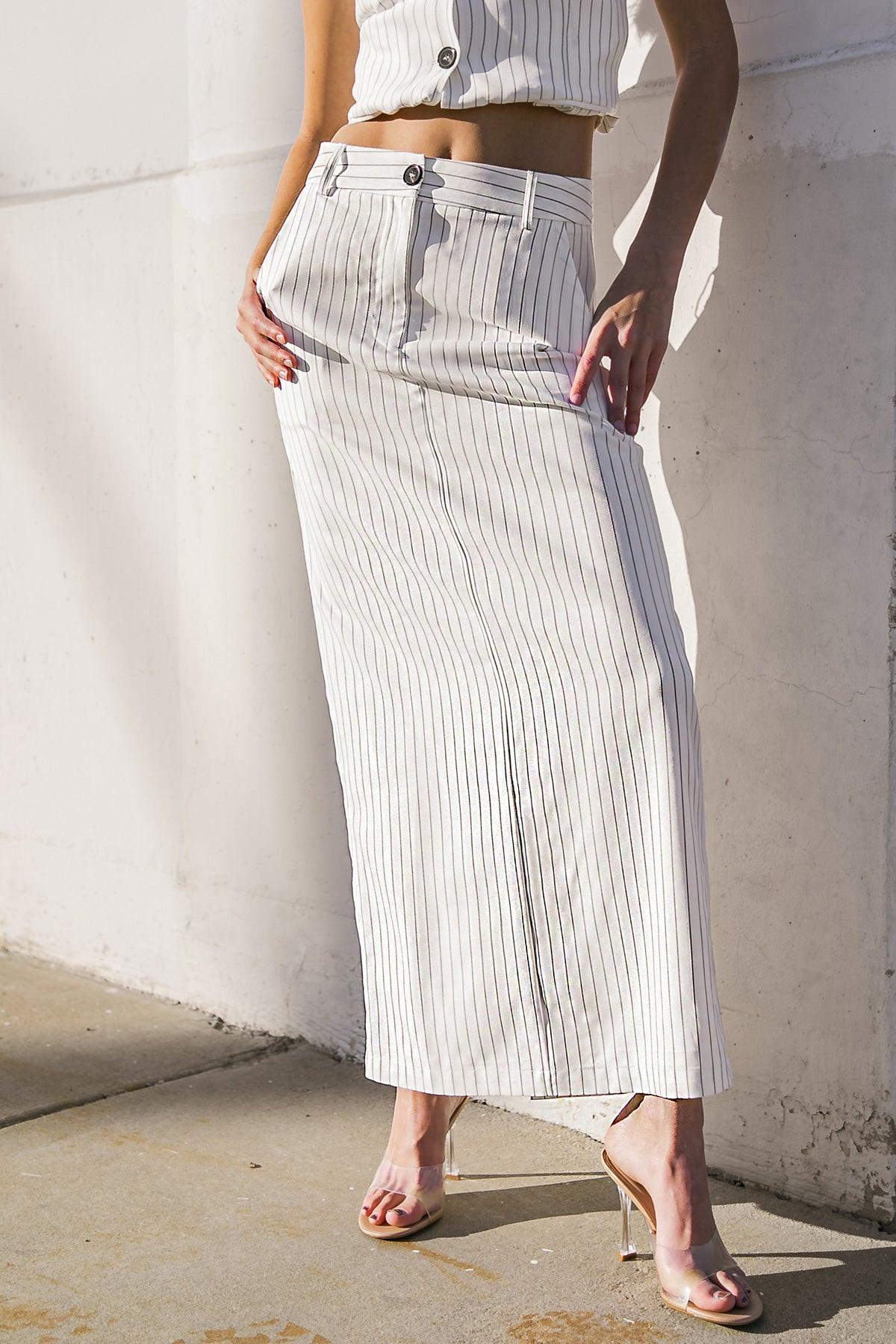 Get to the Point Woven Midi Skirt