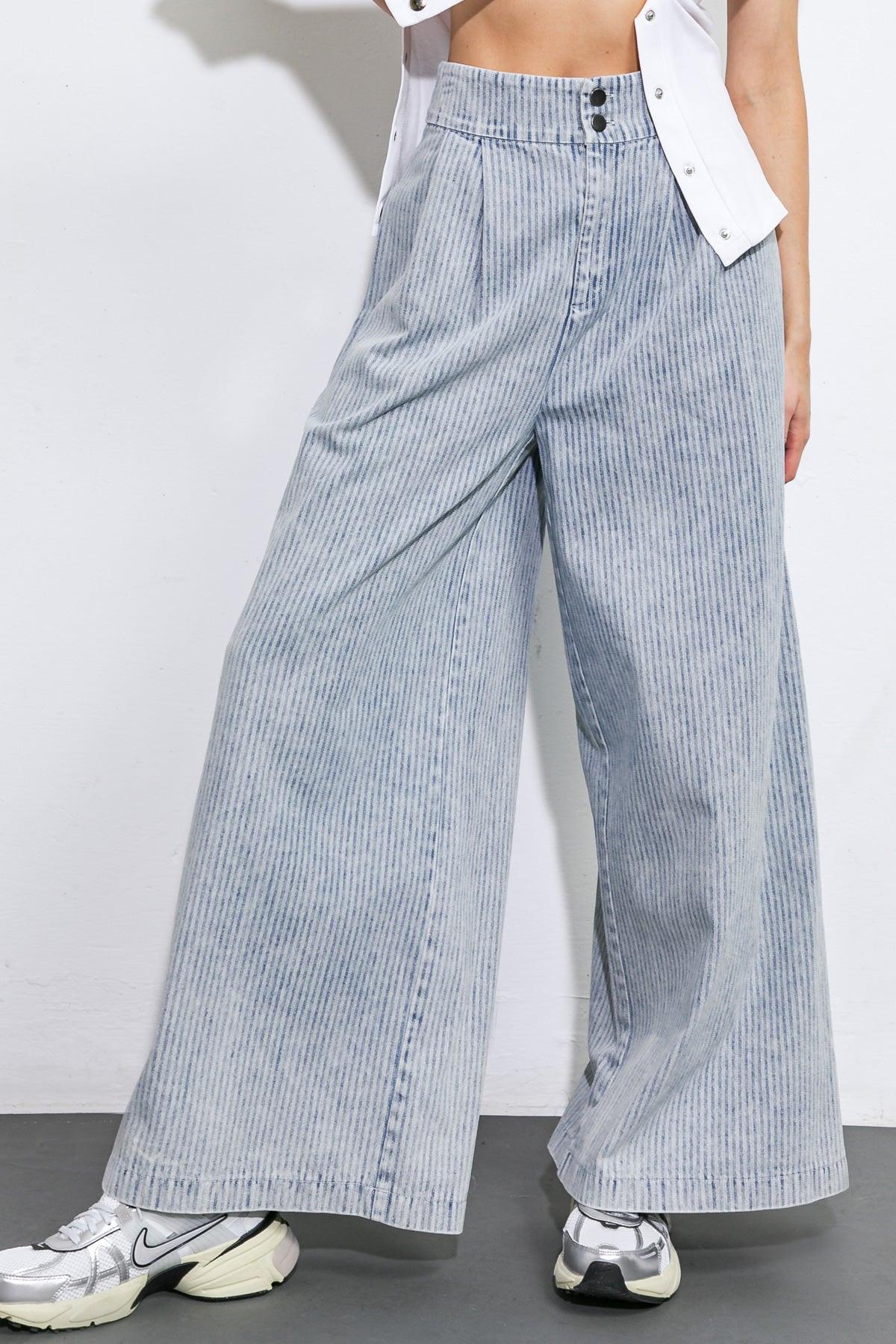 Play My Way Striped Denim Pants