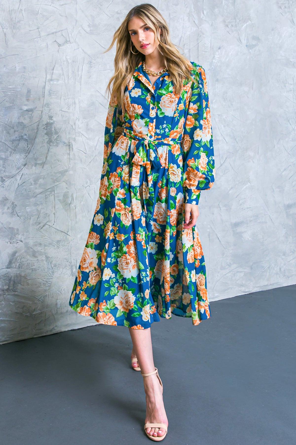 Bubbly Bliss Woven Midi Shirt Dress