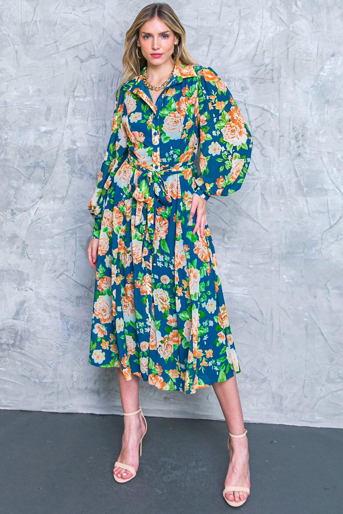 Bubbly Bliss Woven Midi Shirt Dress