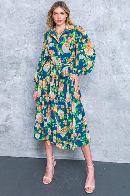 Bubbly Bliss Woven Midi Shirt Dress