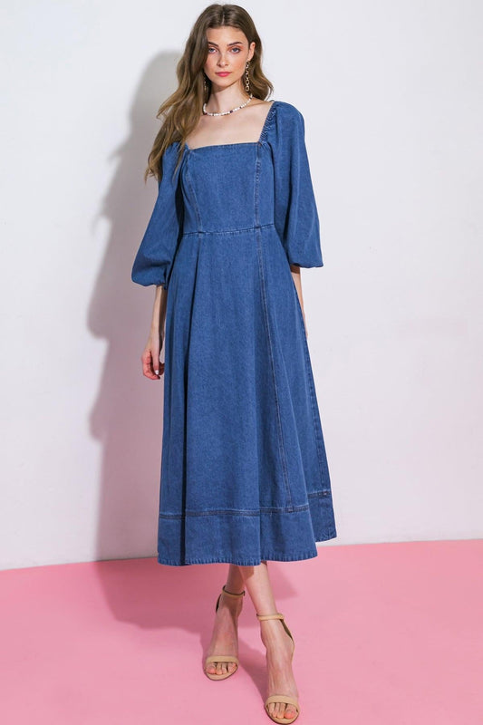 Feelin's Groovy Denim Midi Dress