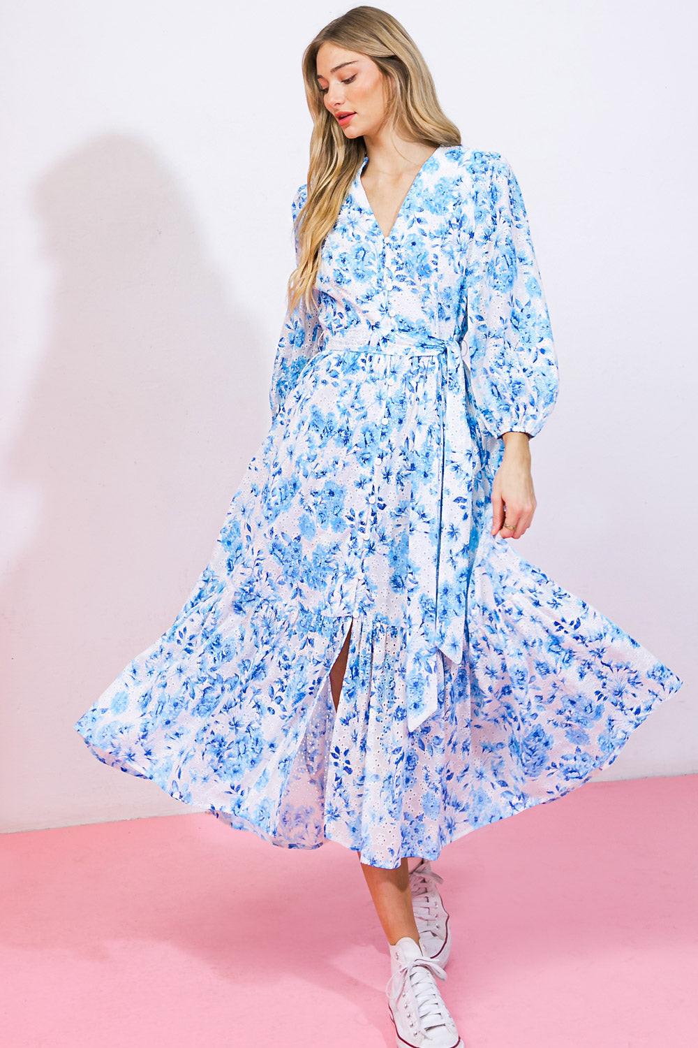 Spectacular Magic Woven Eyelet Midi Dress