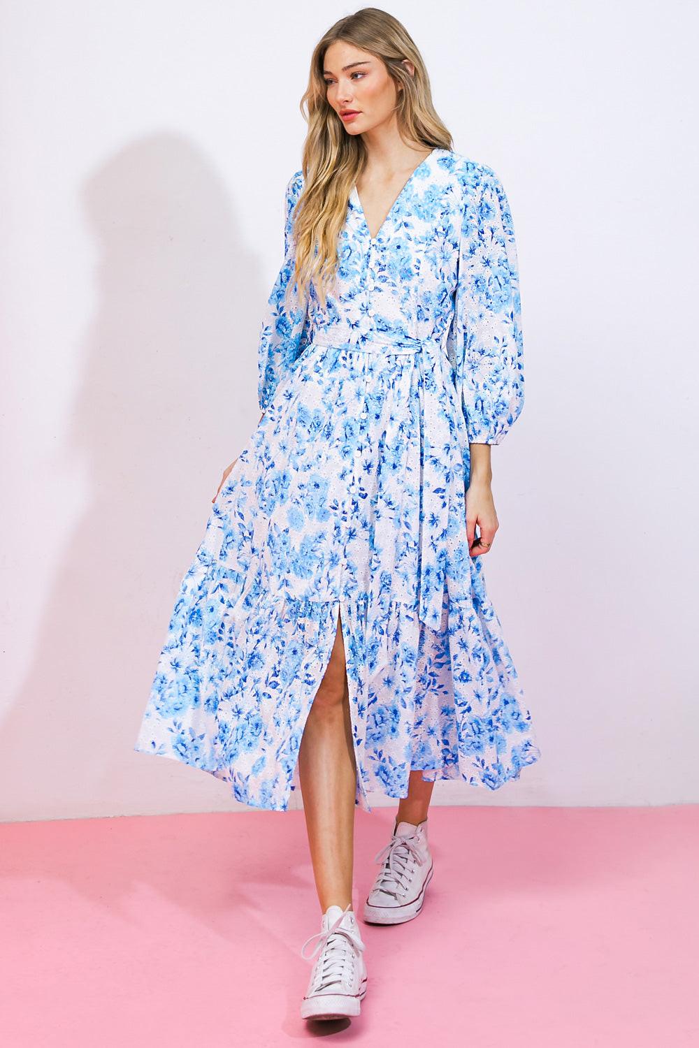Spectacular Magic Woven Eyelet Midi Dress