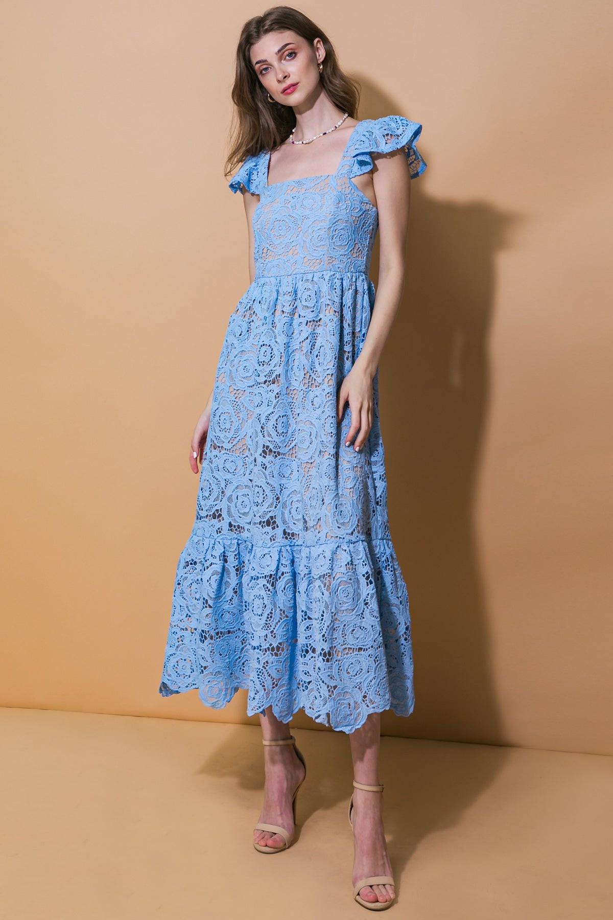 Still Thinking Lace Midi Dress