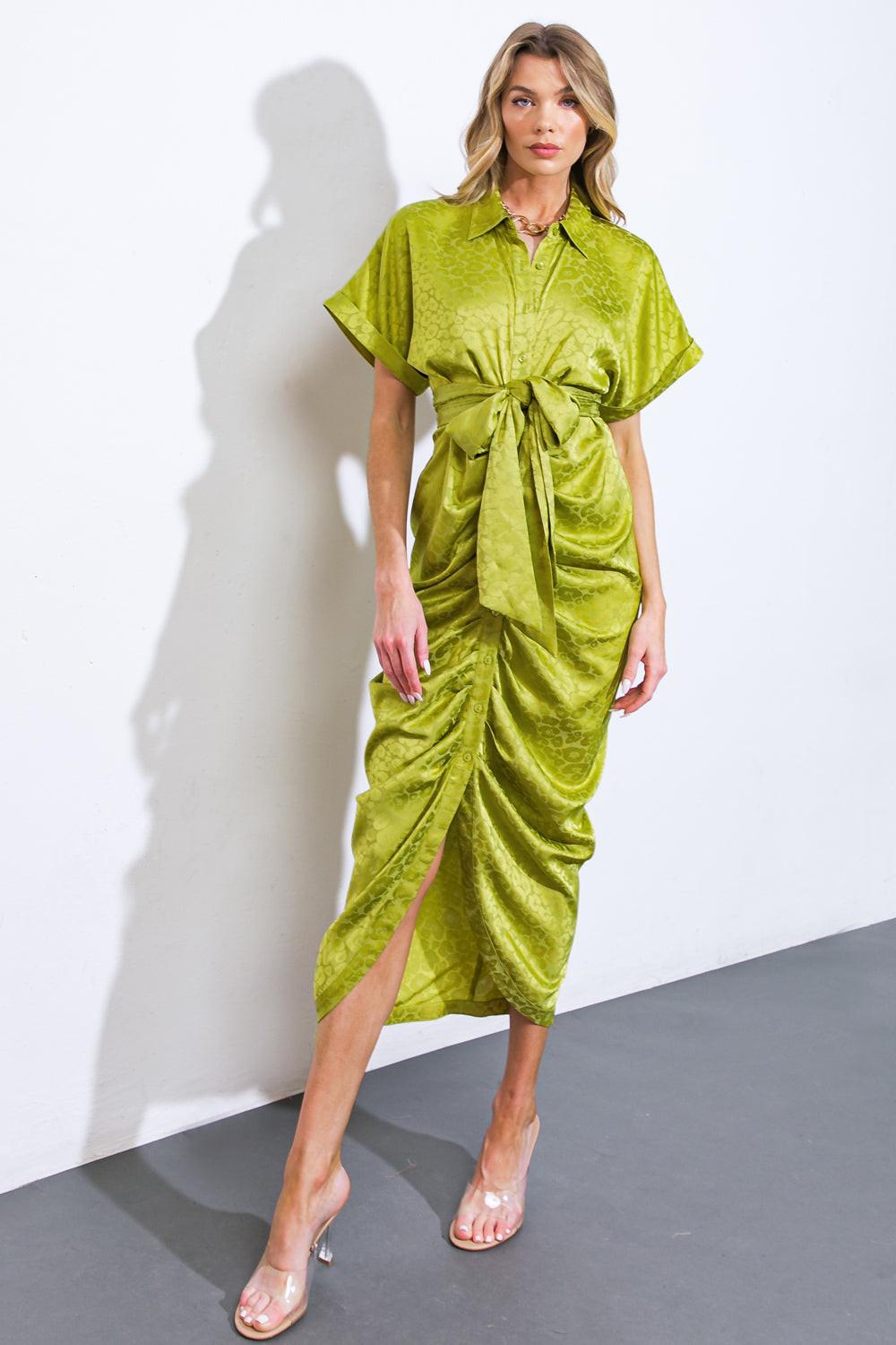 Coming to My Senses Woven Satin Midi Dress