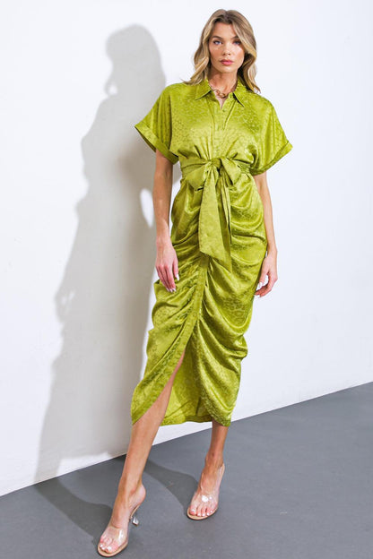 Coming to My Senses Woven Satin Midi Dress