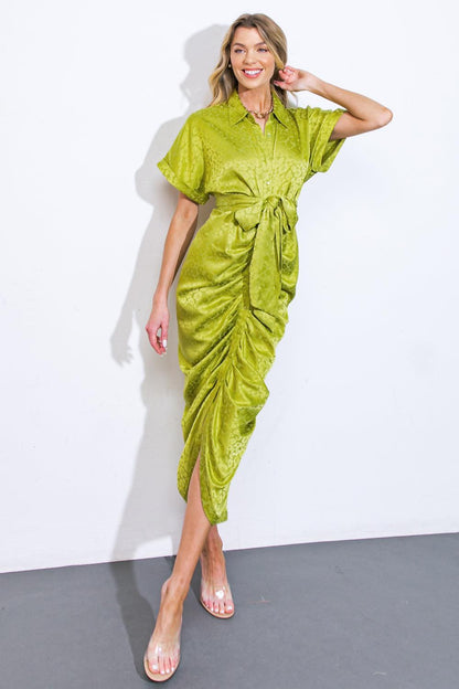 Coming to My Senses Woven Satin Midi Dress