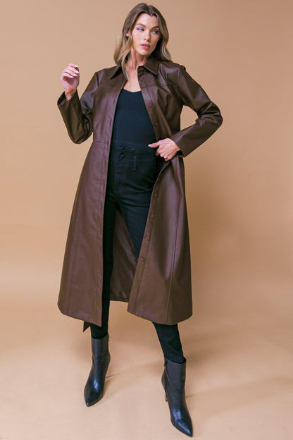What a Wonderful Day Leather Midi Coat