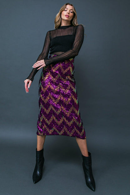 Be Happy Friend Sequin Midi Skirt