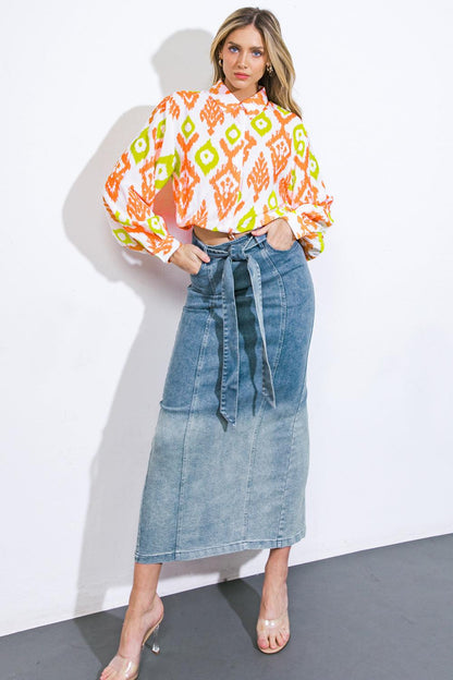 The Grass is Greener Denim Midi Skirt