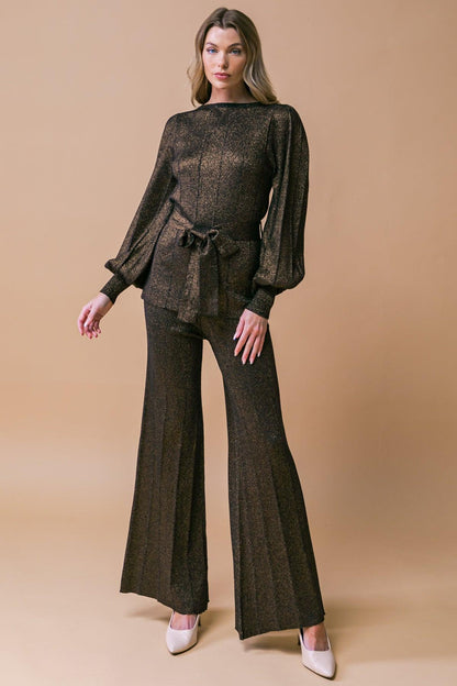 Stunning Stance Metallic Sweater Tunin and Pant Set