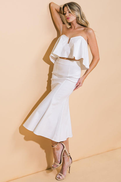 Sunset Stroll Woven Twill Top and Skirt Set