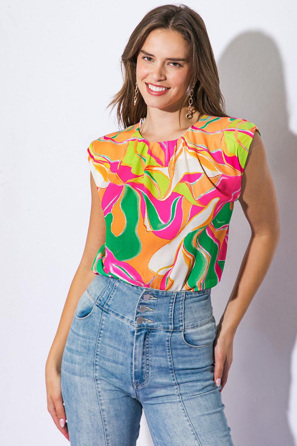 Send a Postcard Woven Top