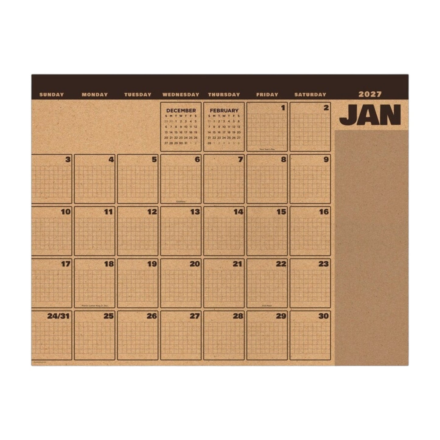 2027 Trail + Timber Medium Desk Pad Monthly Blotter Calendar