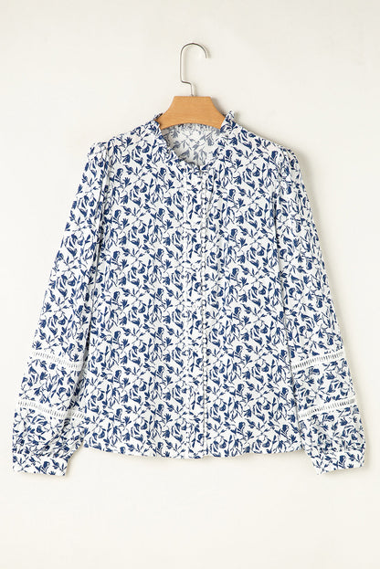Threaded Pear Melanie Lace Floral Puff Sleeve Top