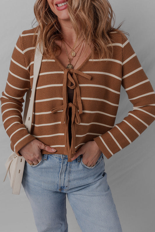 Threaded Pear Lilly Striped Knit Cardigan Sweater