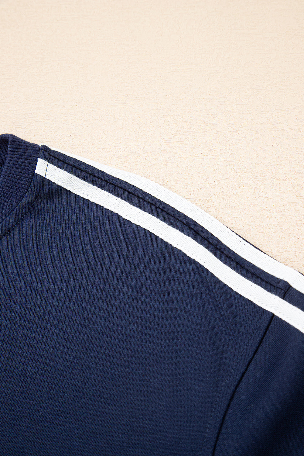 Threaded Pear Hana Striped Detail Crewneck Pullover