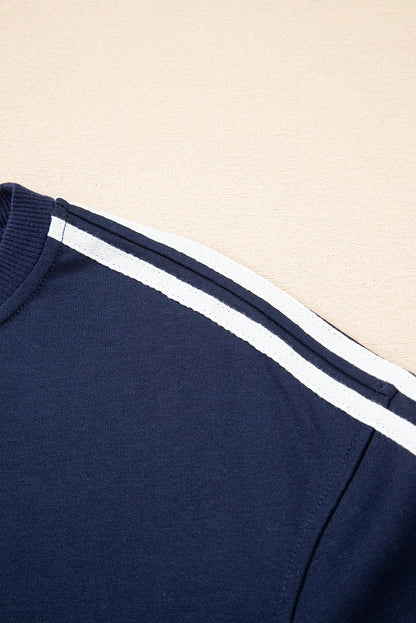 Threaded Pear Hana Striped Detail Crewneck Pullover