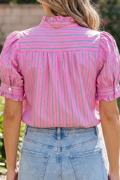Threaded Pear Tiffany Short Puff Sleeve Blouse