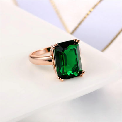 Green Crystal & Rose Goldtone Emerald-Cut Ring-1