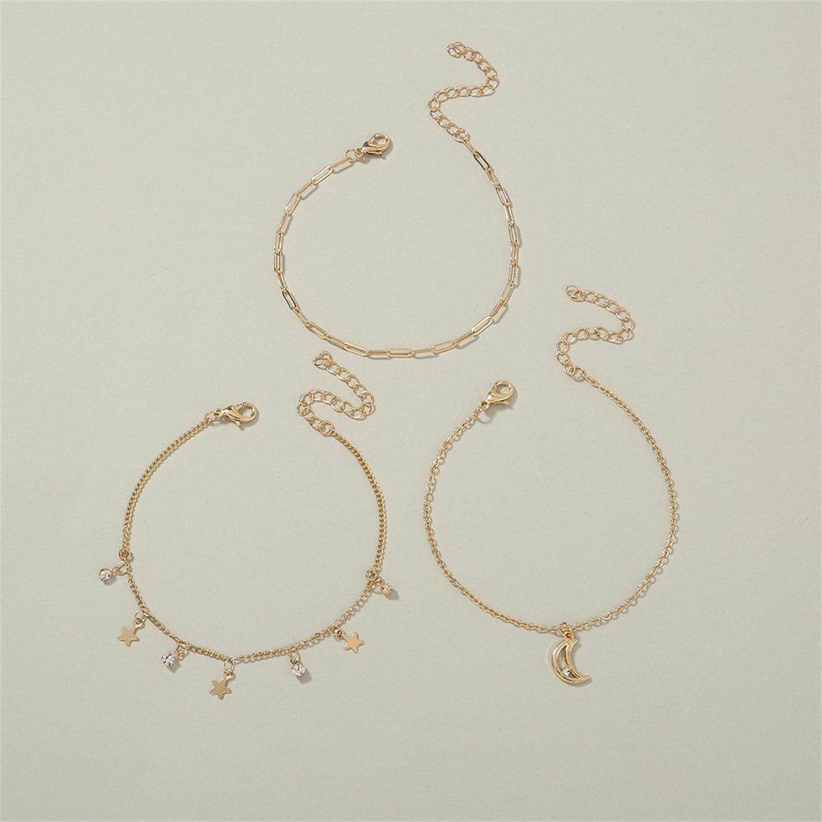 Cubic Zirconia & Goldtone Celestial Bracelet Set
