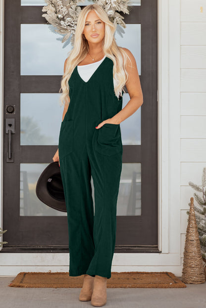 Threaded Pear Elle Corduroy Patched Sleeveless Jumpsuit