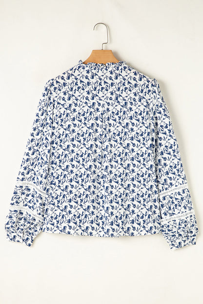 Threaded Pear Melanie Lace Floral Puff Sleeve Top