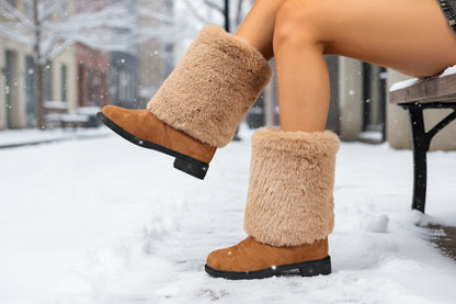 Women’s Chunky Heel Snow Boots – Warm Winter Anti-Slip Ankle Boots