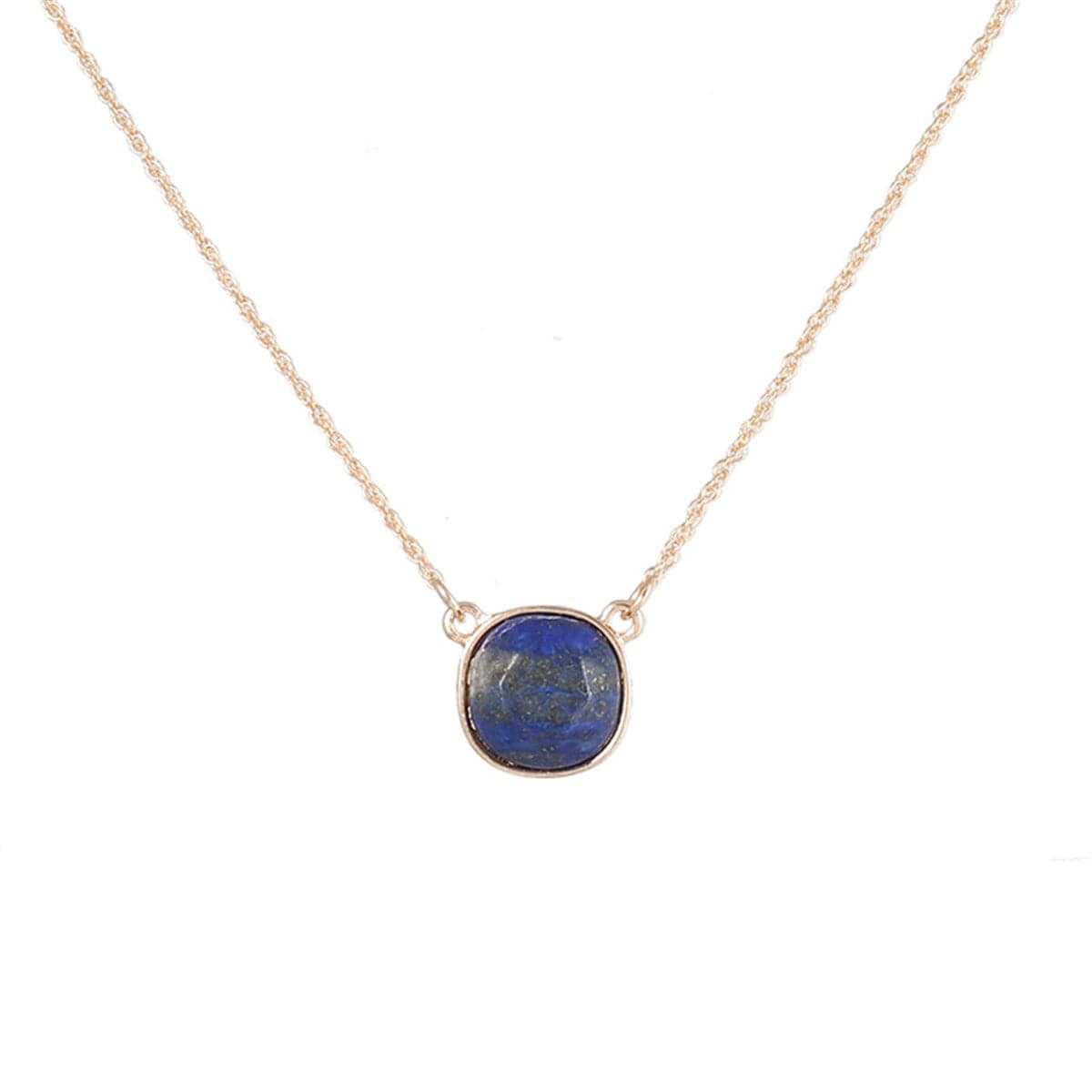Blue Lapis & Goldtone Pendant Necklace