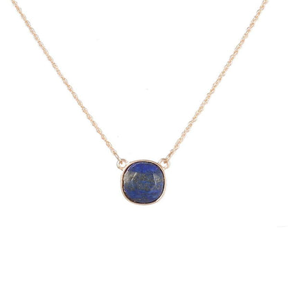 Blue Lapis & Goldtone Pendant Necklace