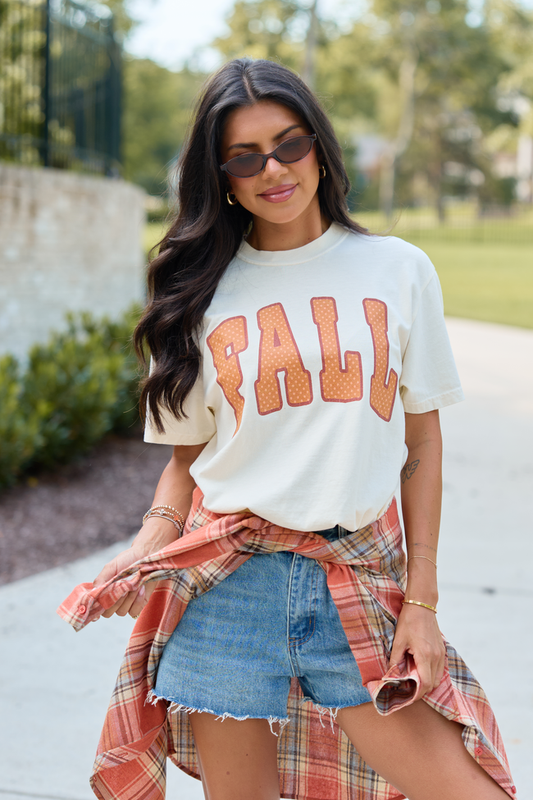 Fall Polka Dot Ivory Comfort Colors Graphic Tee