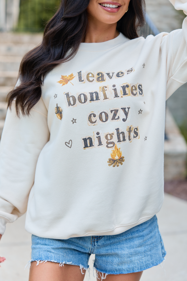 Cozy Nights Cream Graphic Sweatshirt
