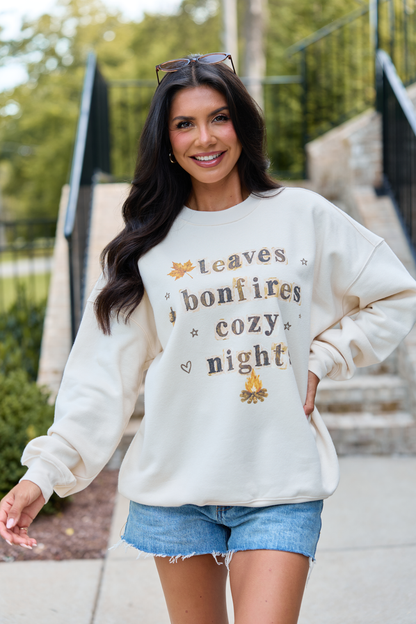 Cozy Nights Cream Graphic Sweatshirt