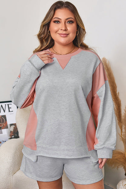 Threaded Pear Lilliana Colorblock Pullover Casual PLUS Shorts