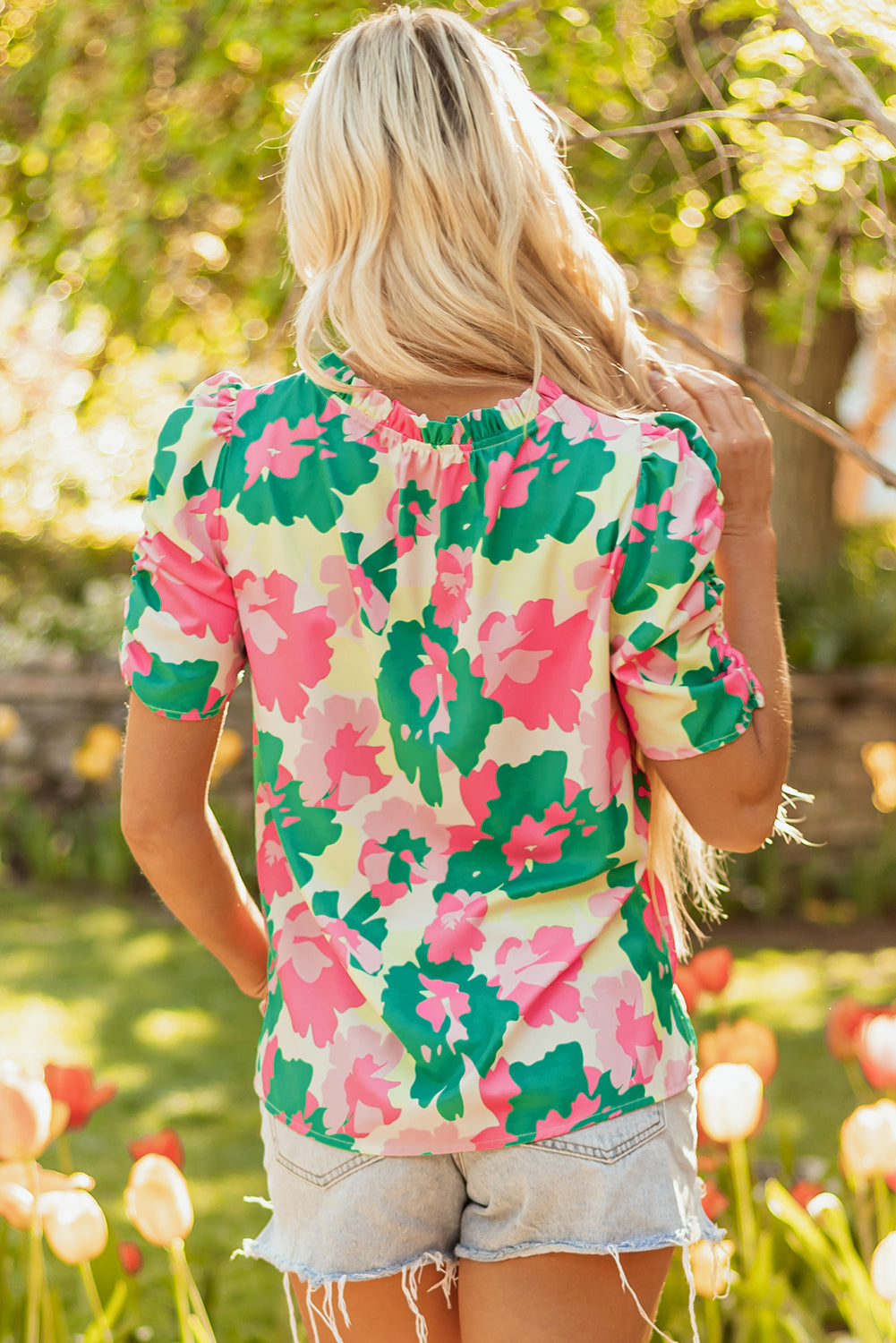 Threaded Pear Jolene Ruched Short Sleeve Blouse