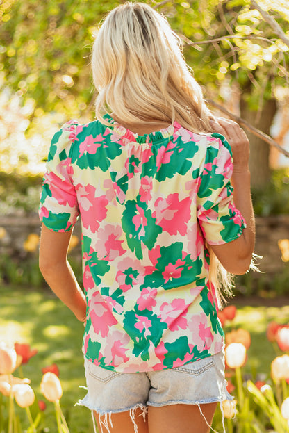 Threaded Pear Jolene Ruched Short Sleeve Blouse